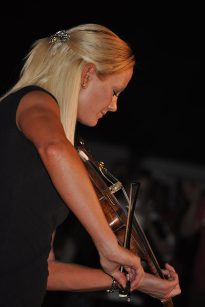 A violinist performs at Celtic Fest