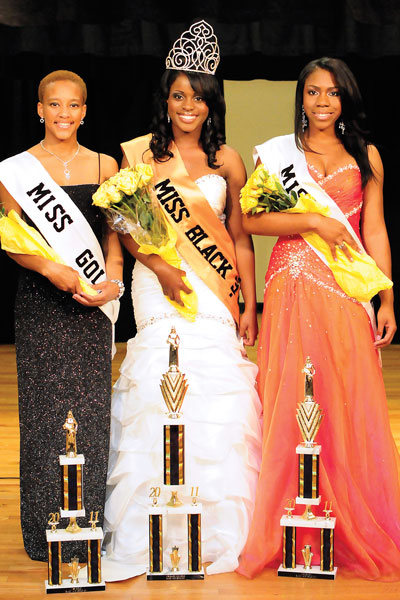 left to right) Keonte Dotson, Chelsey Wilson and DeJacquanisha Nash stand as the winners of the Black and Gold pageant. Wilson took the crown as queen.