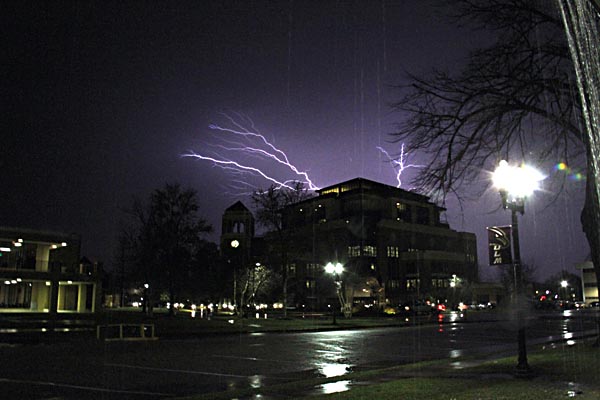 Lightning strikes above the ULM Library during Sundays storm