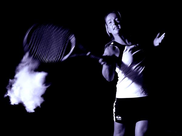 Senior Vivian Polak tries her luck at night tennis