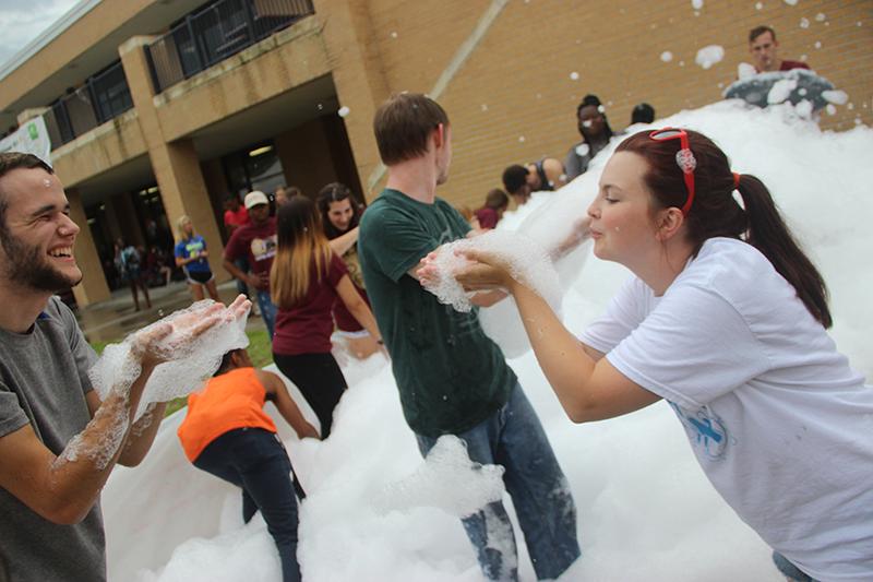 Flurry foam fun forms playful frenzy in quad