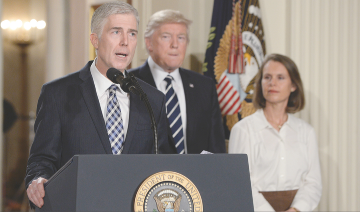 U.S. SUPREME COURT: Neil M. Gorsuch spoke in the East Room of the White House in Washington, D.C. Jan. 2017. 

