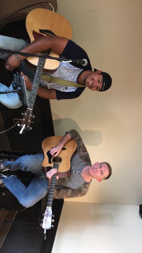 COFFEE MELODY: Presley and McConkey provide live music in Starbucks last Thursday.

