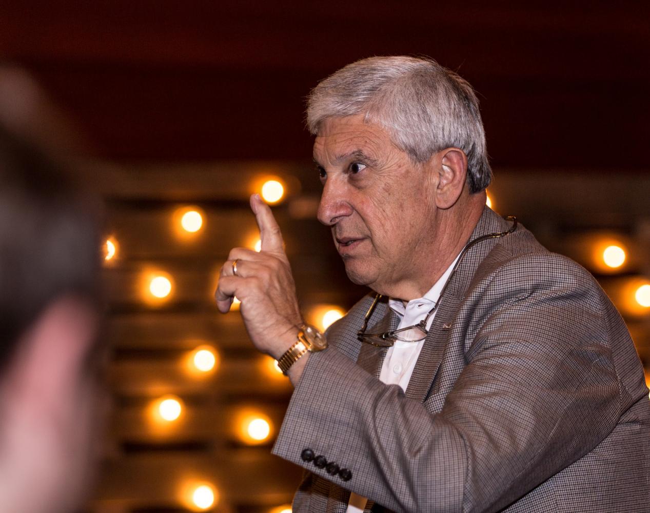 IT'S TIME TO CONNECT: Dr. Nick Bruno talks to freshman at last week's Freshman Connection hosted by The Wesley Foundation
photo by Prajal Prasai