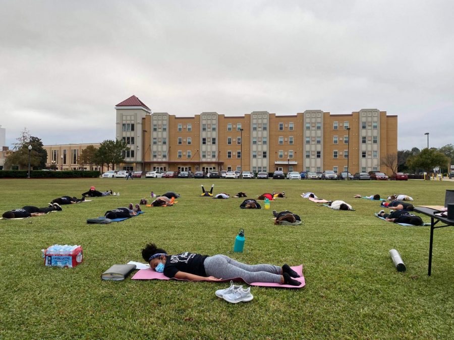 Bayou Park yoga relaxes Warhawks