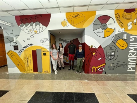 MURAL, MURAL ON THE WALL: Foy and her students incorporated aspects of pharmacology into their design. 