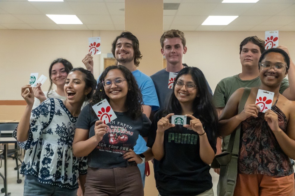 WINNER WINNER CHICKEN DINNER: Students won Chick-fil-A gift cards.