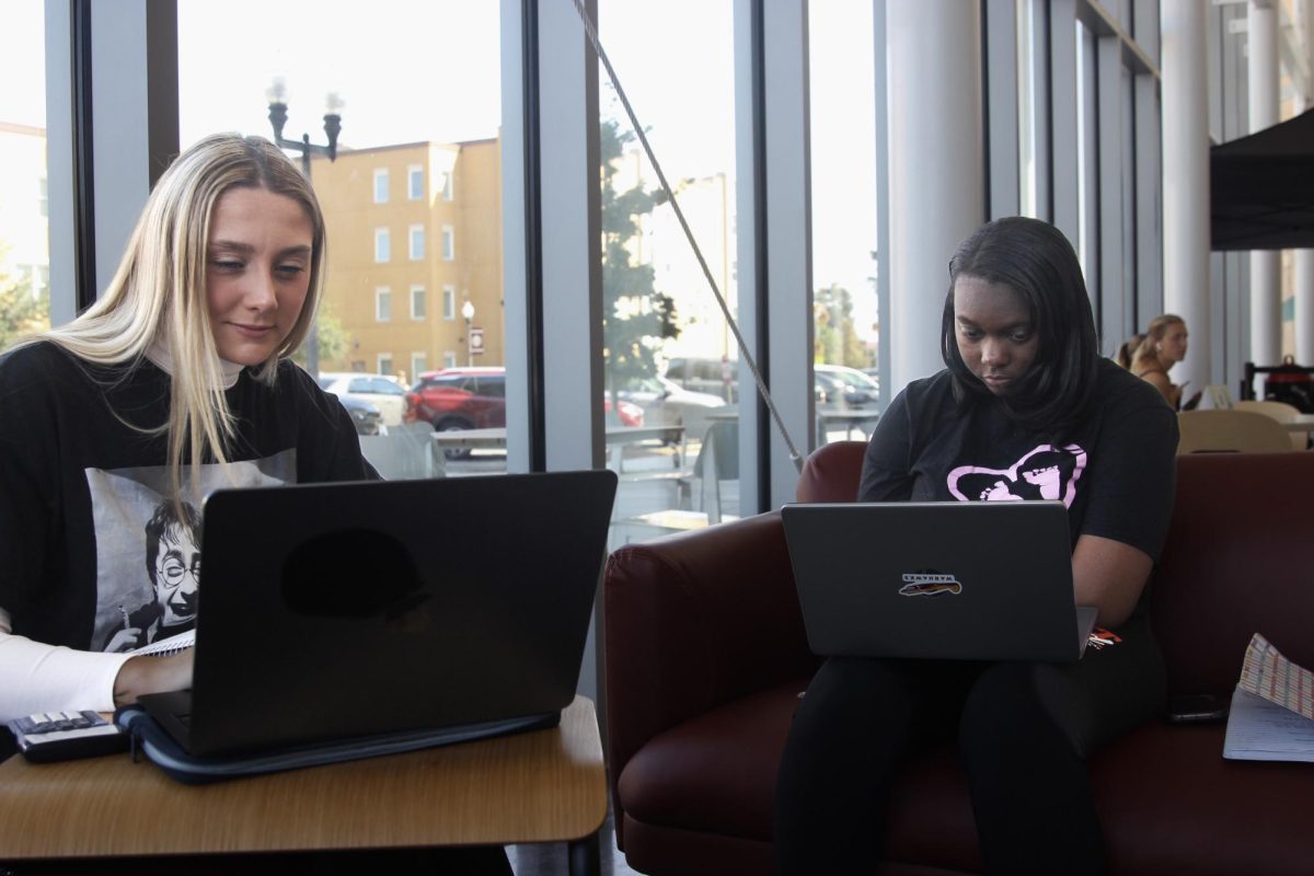 MY INTELLIGENCE IS NOT ARTIFICIAL: Students diligently work on assignment on the software platform Canvas. 