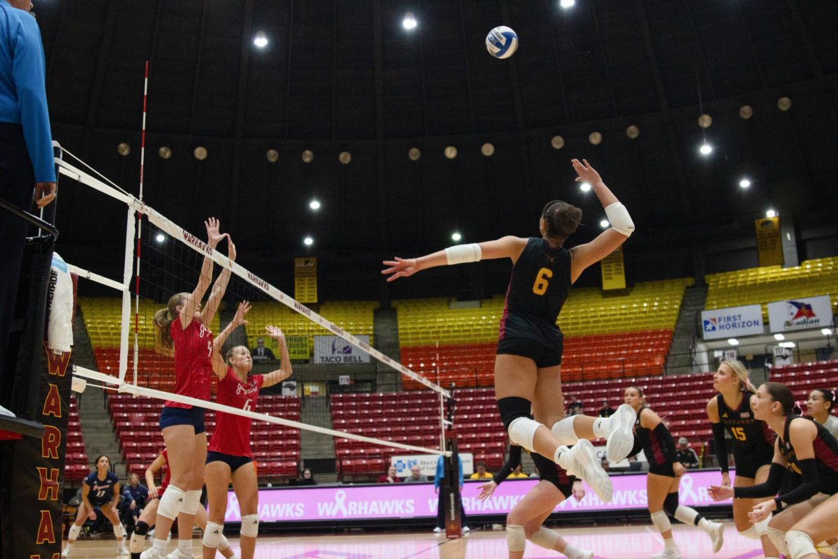 Outside hitter Aniya Hall making an incredible swing