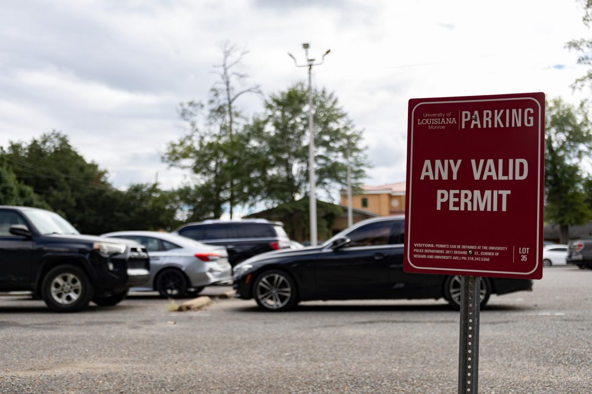 Cars parked in ULM’s Lot 35 which is behind Catholic Campus Ministry.