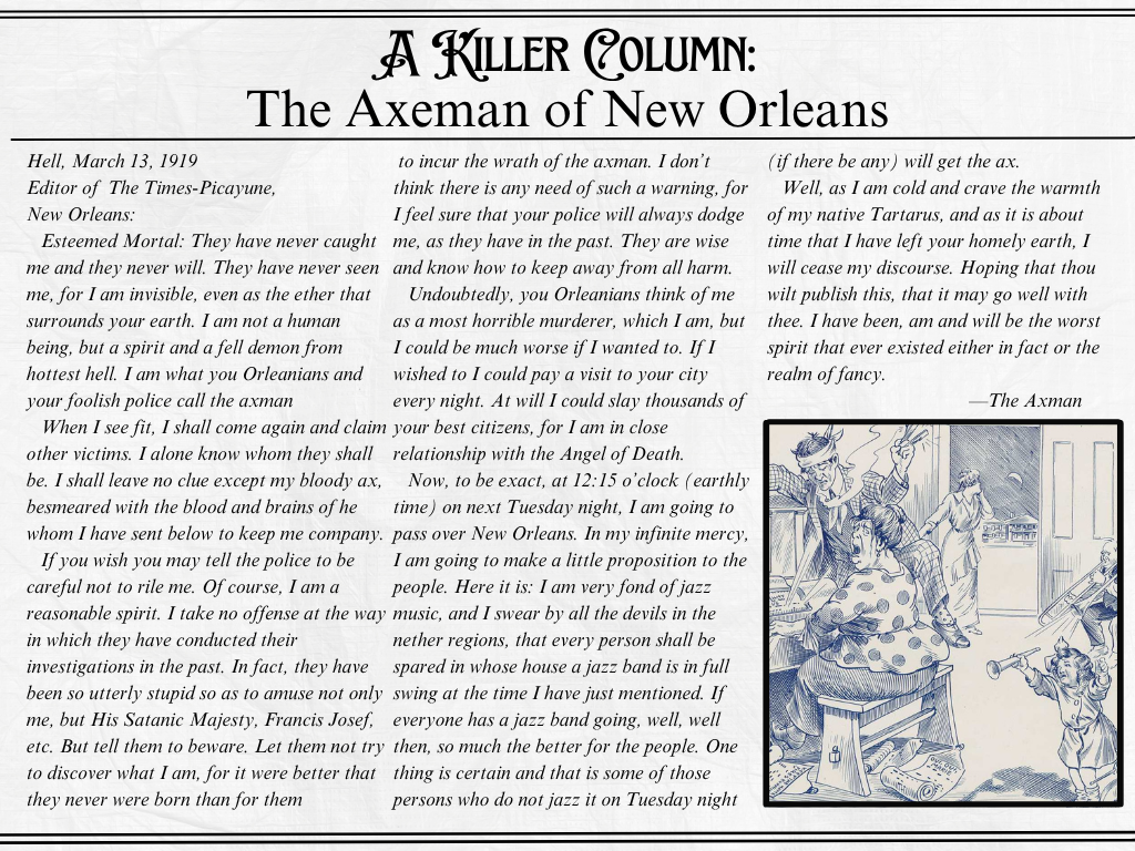 When the Axeman came calling: the devil in New Orleans