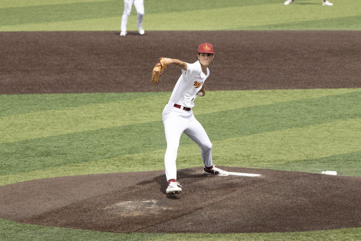 ULM baseball pitcher #26 JC Dermody pitching against Texas Tech.